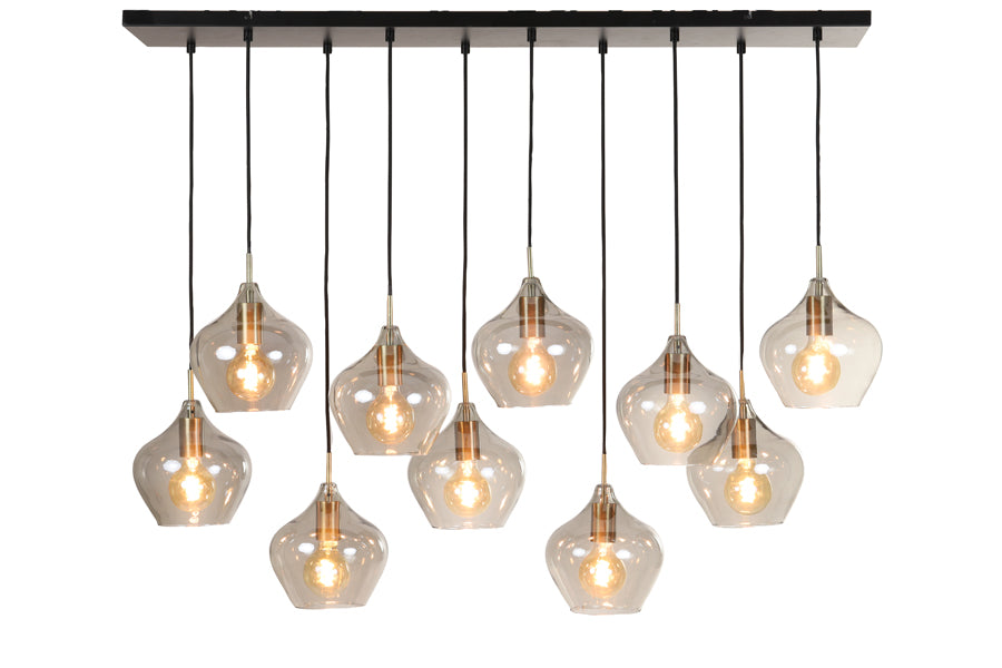 Hanging lamp 10L 124x35x60 cm RAKEL antique bronze+smoked