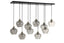 Hanging lamp 10L 124x35x60 cm RAKEL antique bronze+smoked