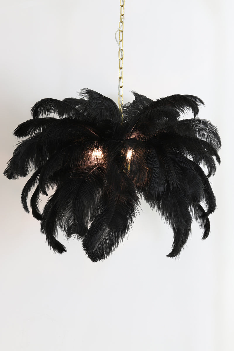 Hanging lamp E14 80 cm FEATHER gold+black