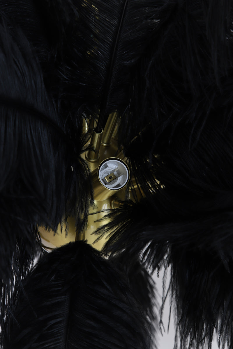 Hanging lamp E14 80 cm FEATHER gold+black