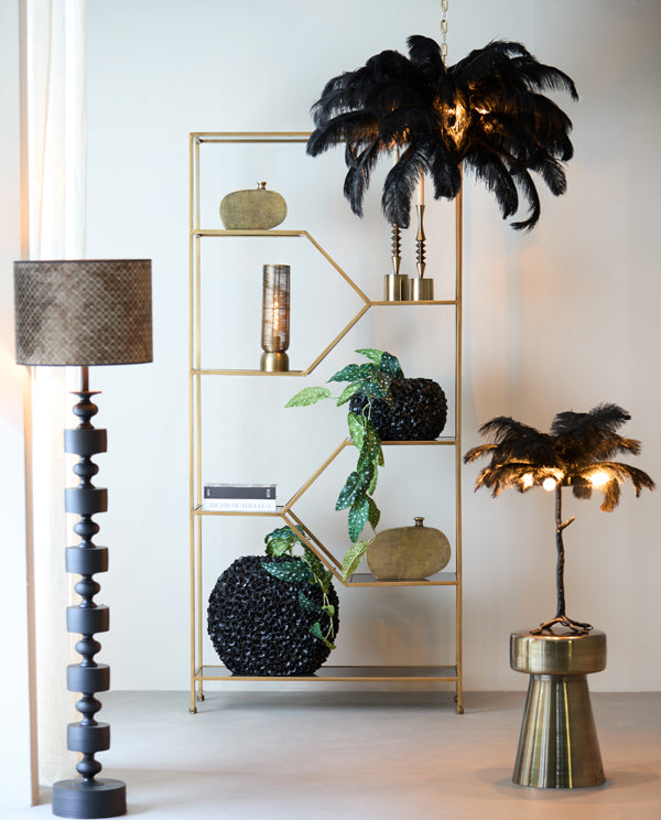 Hanging lamp E14 80 cm FEATHER gold+black