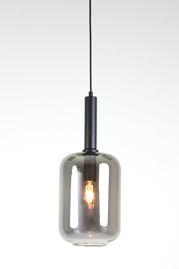 Hanging lamp 22x52 cm LEKAR black+smoked glass
