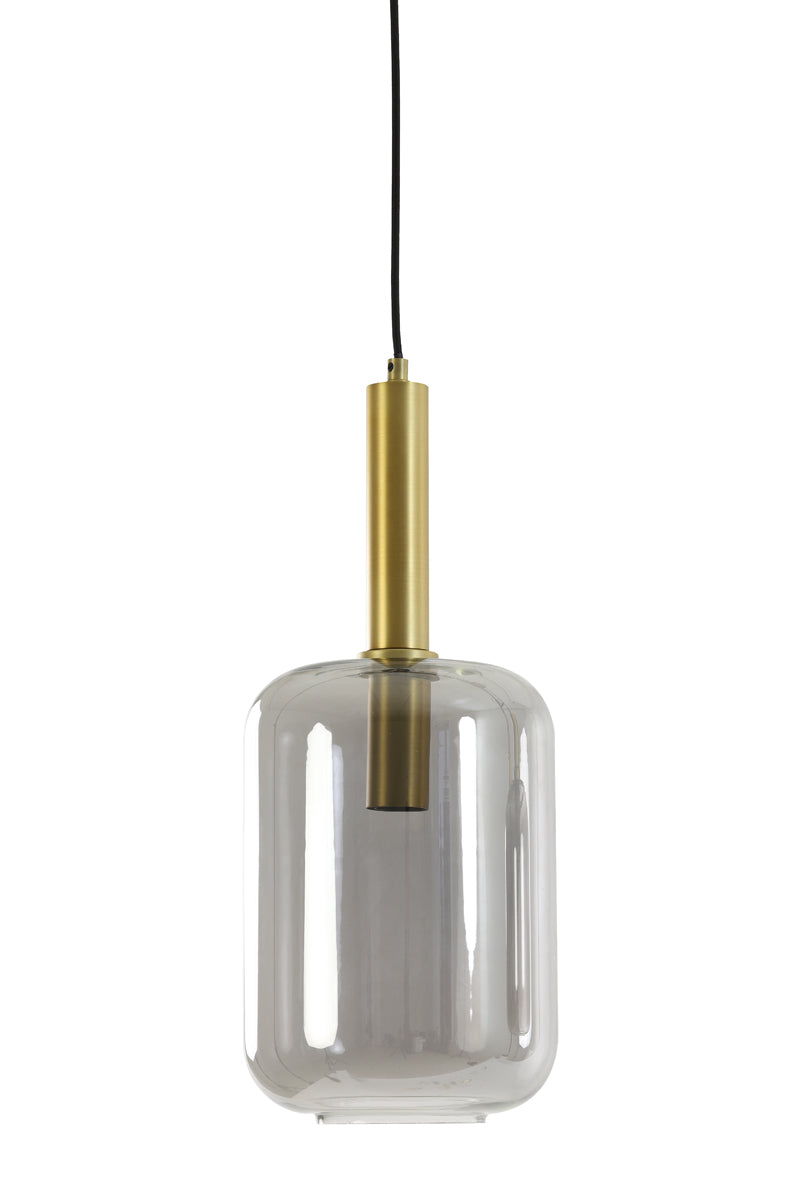 Hanging lamp 22x52 cm LEKAR antique bronze+smoked glass