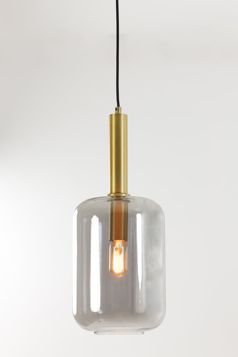 Hanging lamp 22x52 cm LEKAR antique bronze+smoked glass