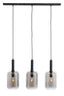 Hanging lamp 3L 100x22x32 cm LEKAR black+smoked glass