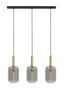 Hanging lamp 3L 100x22x32 cm LEKAR ant. bronze+smoked glass