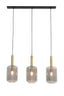 Hanging lamp 3L 100x22x32 cm LEKAR ant. bronze+smoked glass