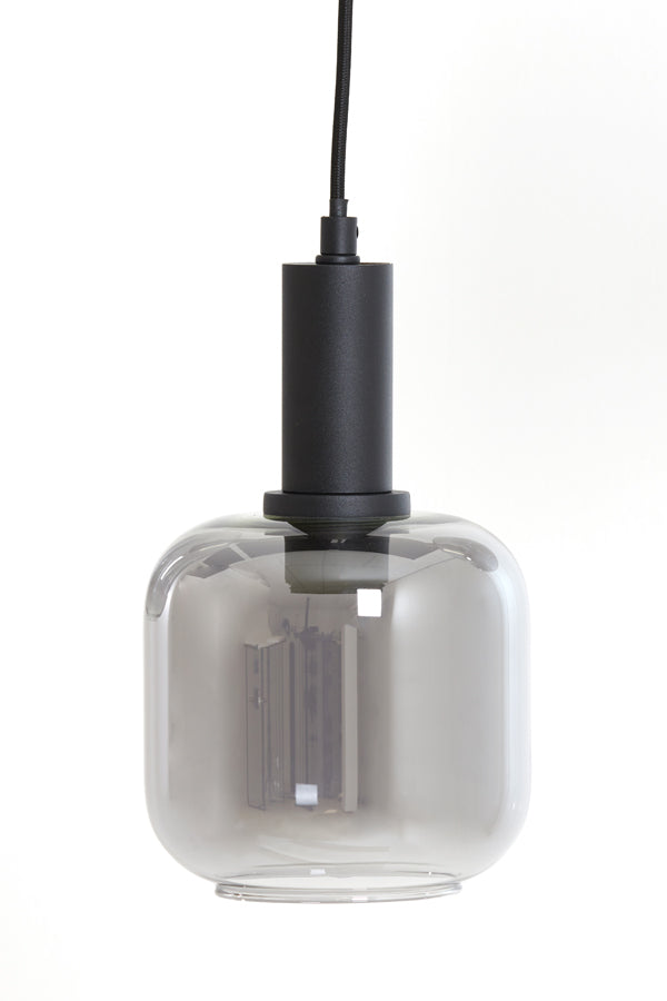 Hanging lamp 5L 110x22x32 cm LEKAR black+smoked glass