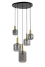 Hanging lamp 5L 66x80 cm LEKAR antique bronze+smoked glass