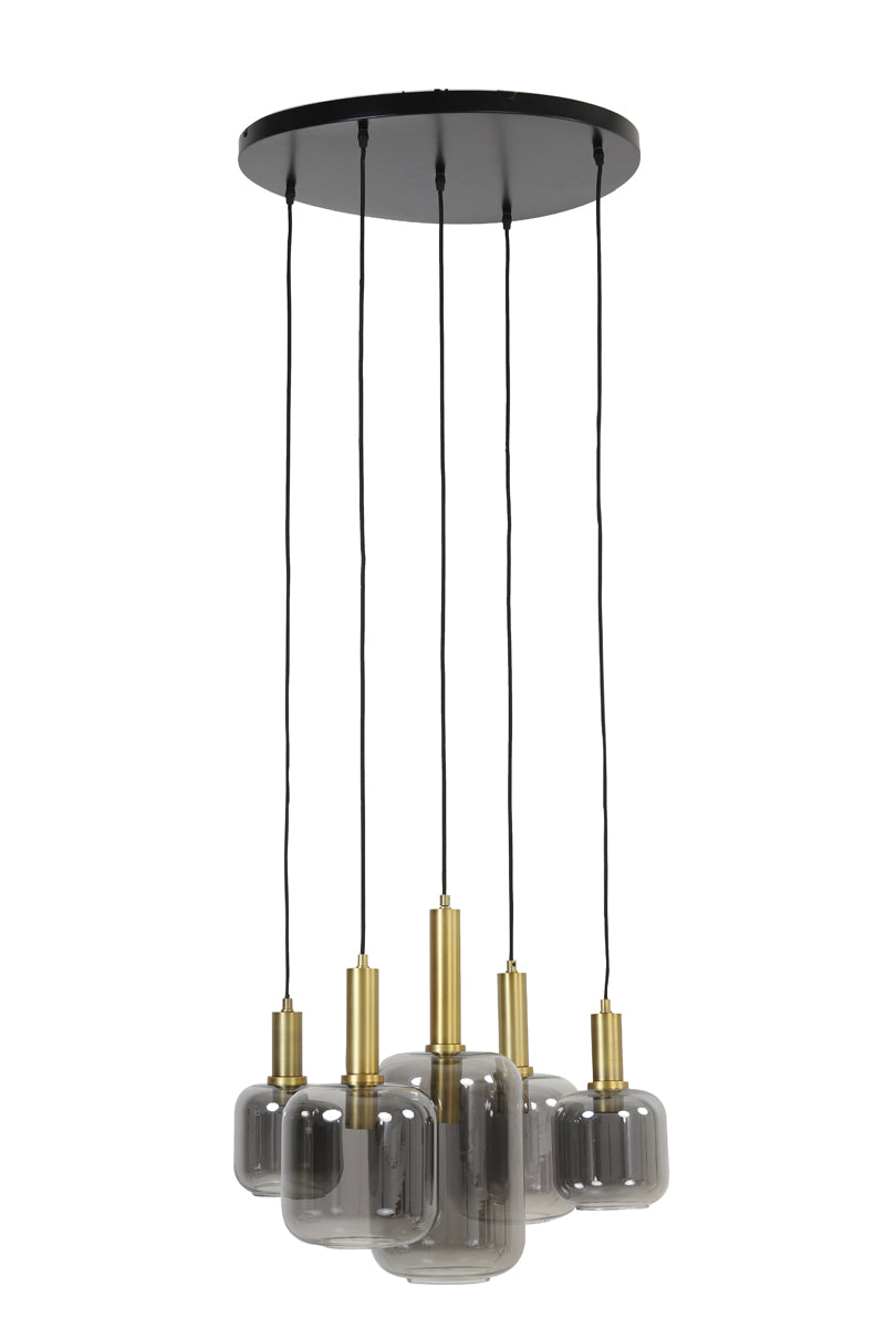 Hanging lamp 5L 66x80 cm LEKAR antique bronze+smoked glass