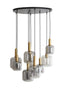 Hanging lamp 9L 83,5x79,5 cm LEKAR antiq bronze+smokd glass