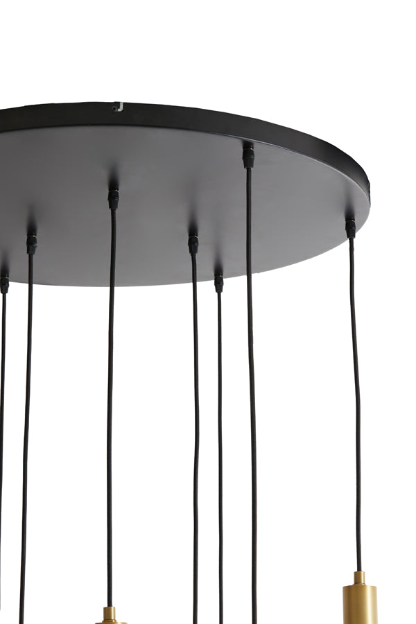 Hanging lamp 9L 83,5x79,5 cm LEKAR antiq bronze+smokd glass