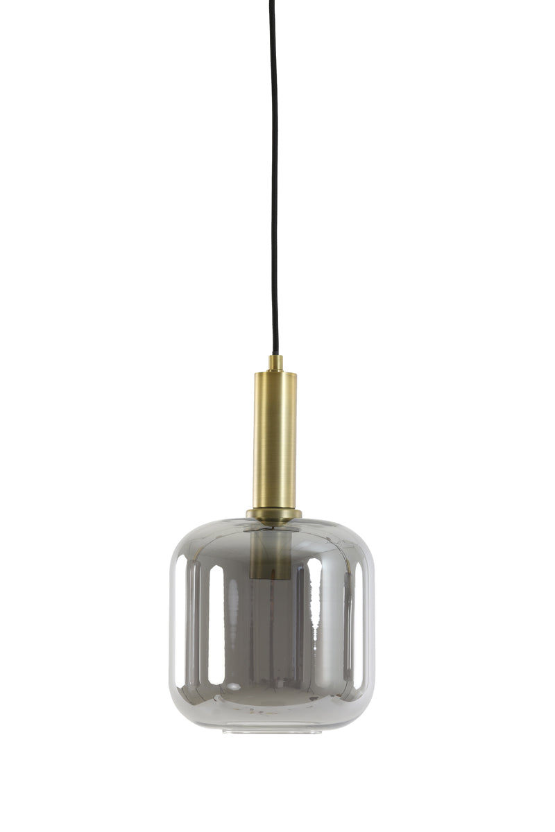 Hanging lamp 16x26 cm LEKAR antique bronze+smoked glass