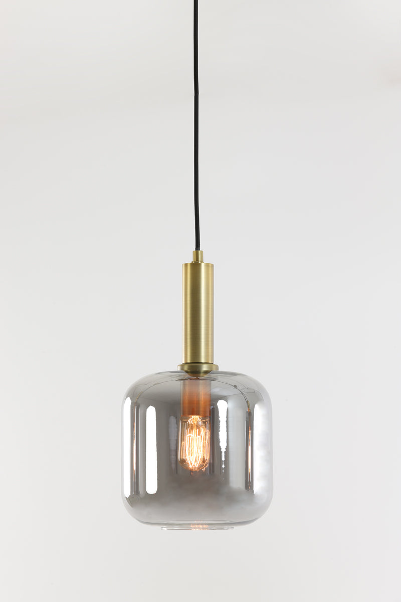 Hanging lamp 16x26 cm LEKAR antique bronze+smoked glass