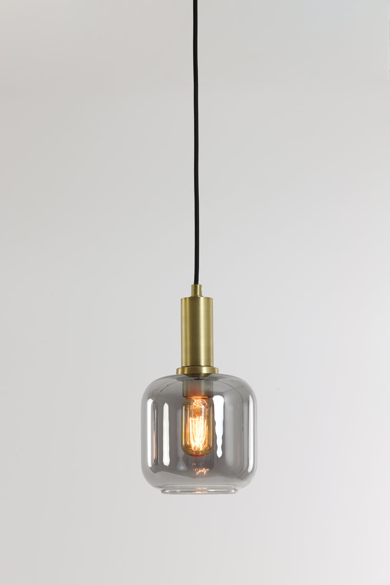 Hanging lamp 21x37 cm LEKAR antique bronze+smoked glass