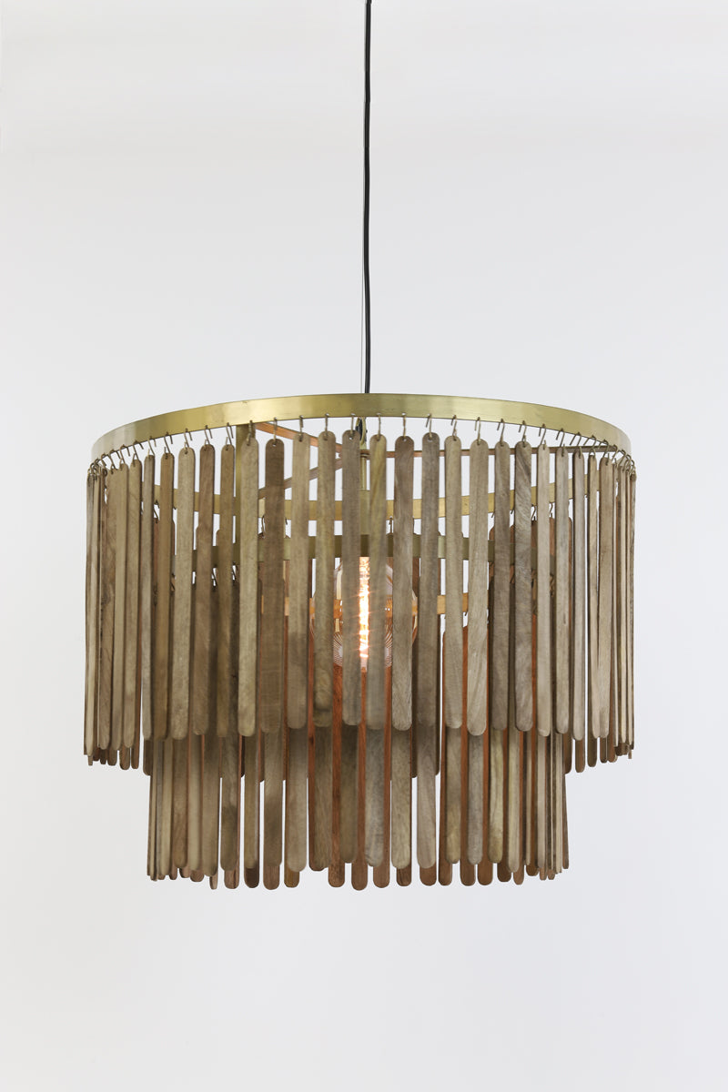 Hanging lamp 60x43 cm GULARO wood brown+bronze