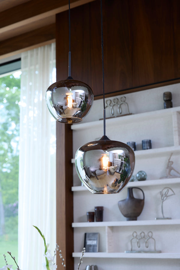 Hanging lamp 23x18 cm MAYSON smoked glass+matt black