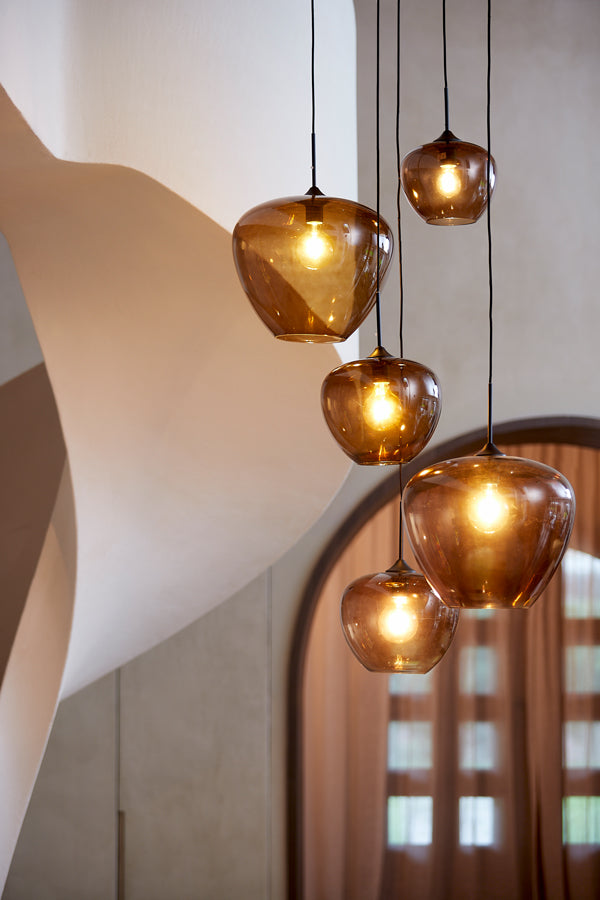 Hanging lamp 30x25 cm MAYSON glass brown+black