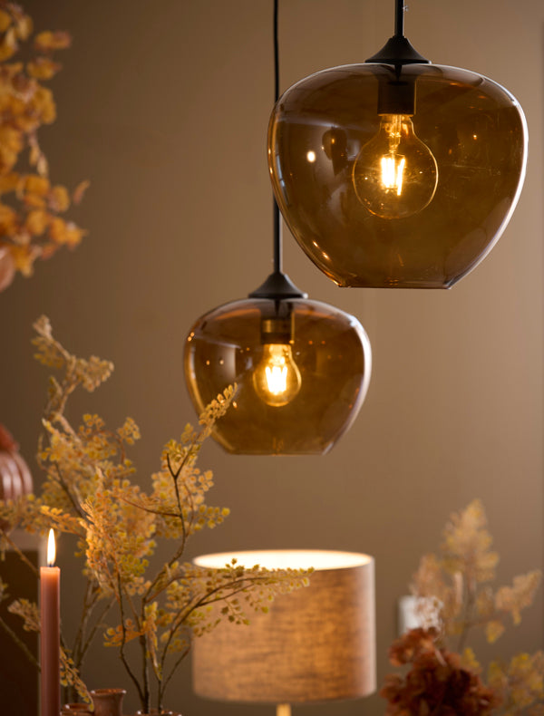 Hanging lamp 30x25 cm MAYSON glass brown+black