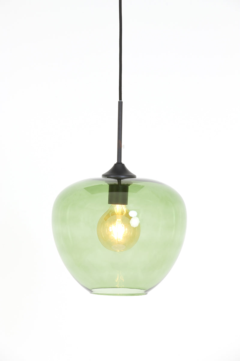 Hanging lamp 30x25 cm MAYSON glass green+matt black
