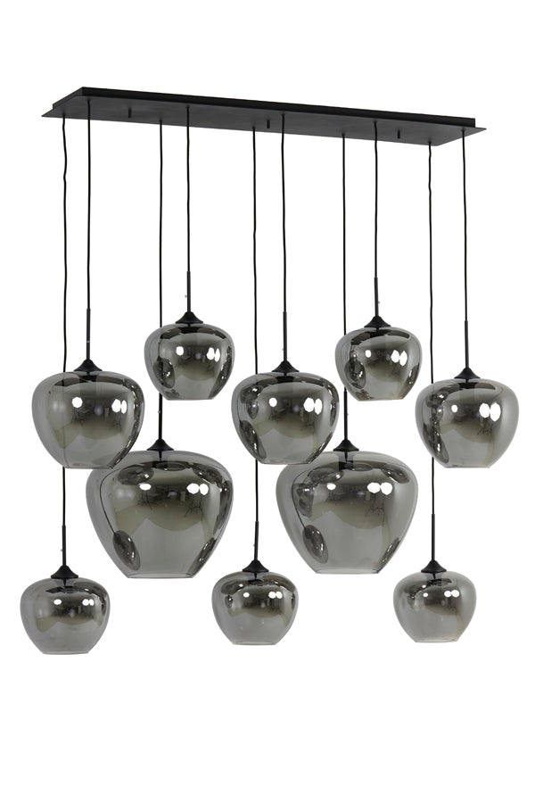 Hanging lamp 10L 120x60x110 cm MAYSON smoked glass+matt blck
