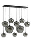 Hanging lamp 10L 120x60x110 cm MAYSON smoked glass+matt blck