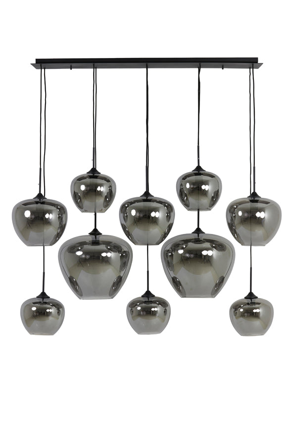 Hanging lamp 10L 120x60x110 cm MAYSON smoked glass+matt blck