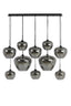 Hanging lamp 10L 120x60x110 cm MAYSON smoked glass+matt blck