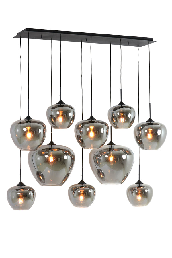 Hanging lamp 10L 120x60x110 cm MAYSON smoked glass+matt blck