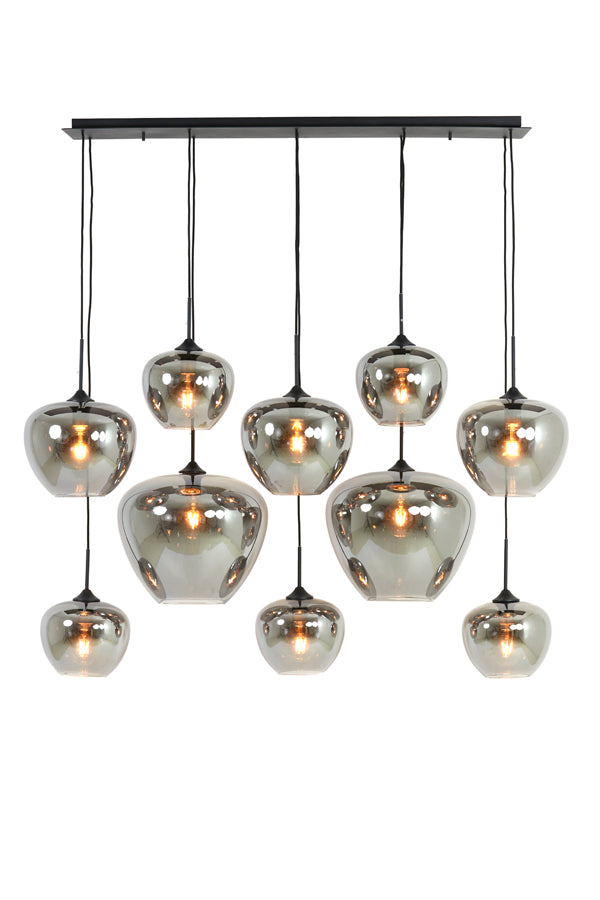 Hanging lamp 10L 120x60x110 cm MAYSON smoked glass+matt blck