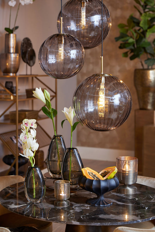 Hanging lamp 48 cm MAGDALA glass light grey+gold
