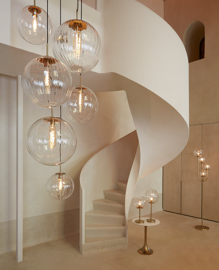 Hanging lamp 48 cm MAGDALA glass clear+gold