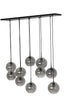 Hanging lamp 10L 124x35x120 cm SUBAR matt black+smoked glass