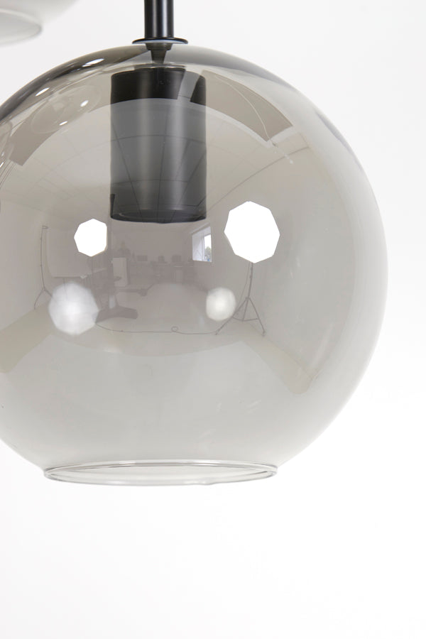Hanging lamp 10L 124x35x120 cm SUBAR matt black+smoked glass
