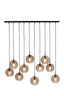 Hanging lamp 10L 124x35x120 cm SUBAR matt black+smoked glass