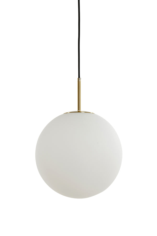 Hanging lamp 30 cm MEDINA antique bronze+glass matt white