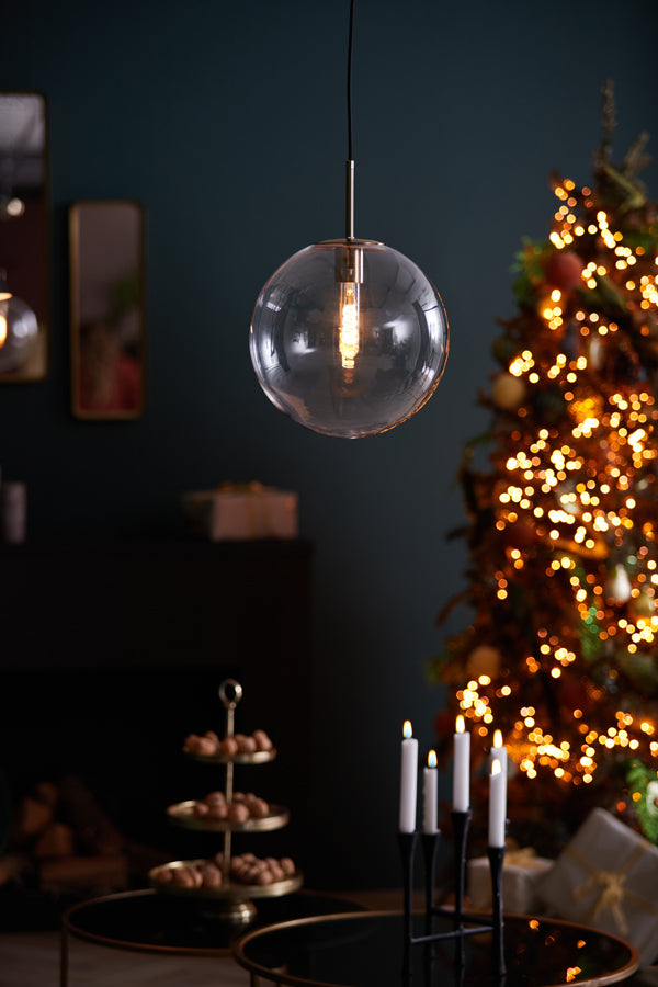 Hanging lamp 30 cm MEDINA antique bronze+glass clear