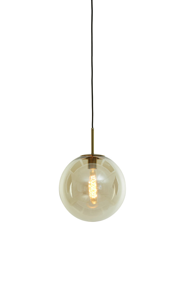 Hanging lamp 30 cm MEDINA antique bronze+glass amber