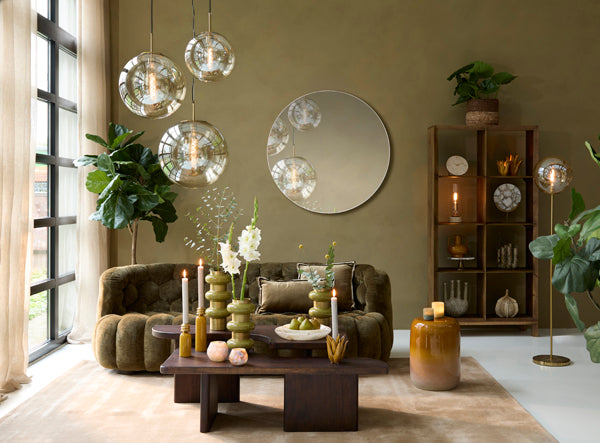 Hanging lamp 40 cm MEDINA antique bronze+glass clear