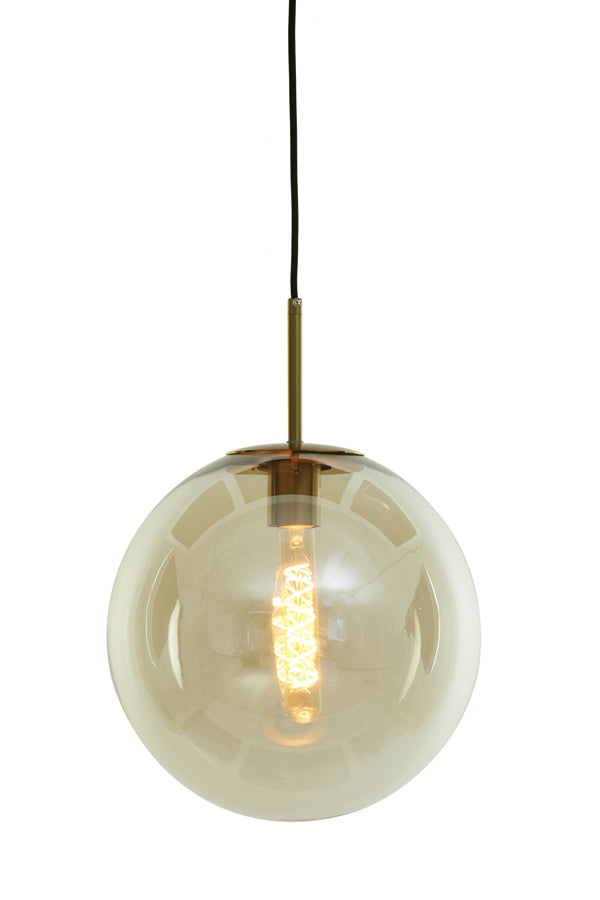 Hanging lamp 40 cm MEDINA antique bronze+glass amber