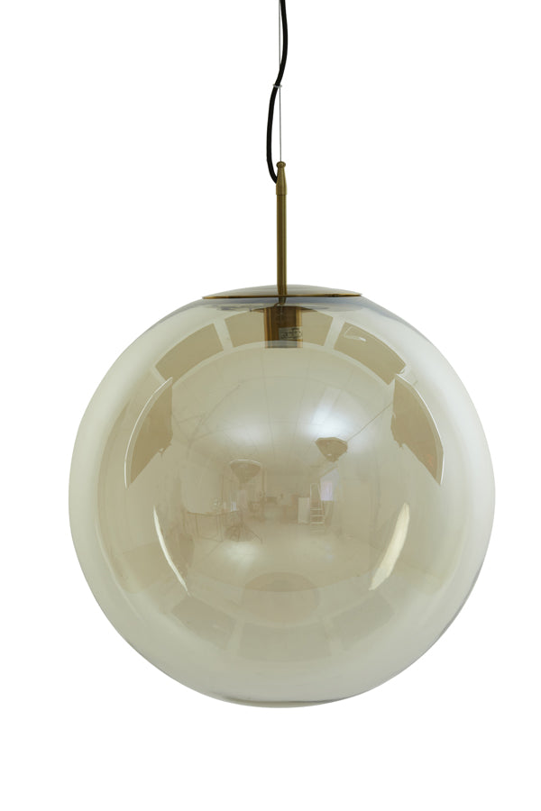 Hanging lamp 48 cm MEDINA antique bronze+glass amber
