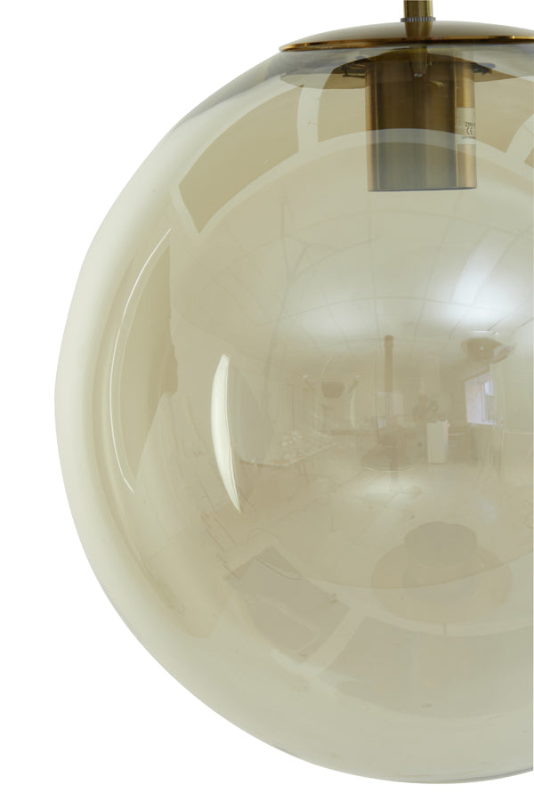 Hanging lamp 48 cm MEDINA antique bronze+glass amber