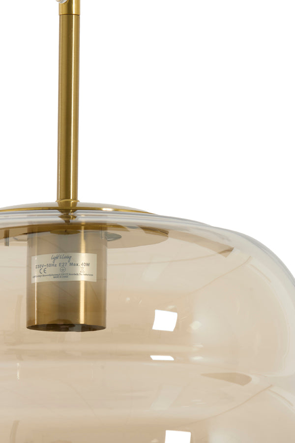 Hanging lamp 30x37 cm MISTY glass amber+gold