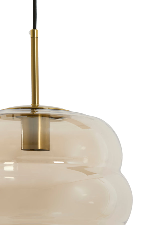 Hanging lamp 30x37 cm MISTY glass amber+gold