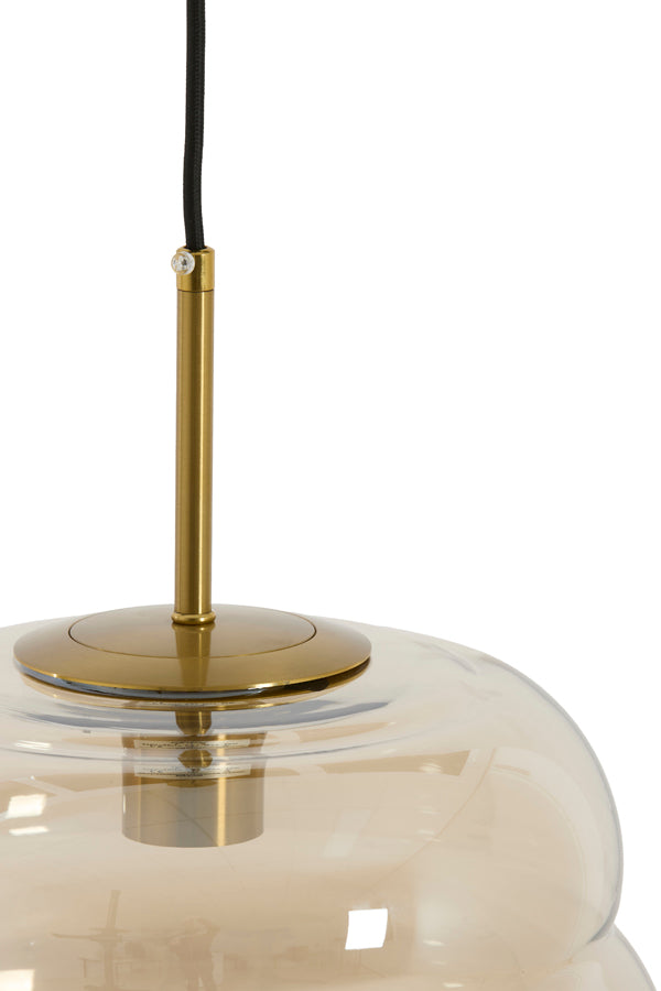 Hanging lamp 30x37 cm MISTY glass amber+gold