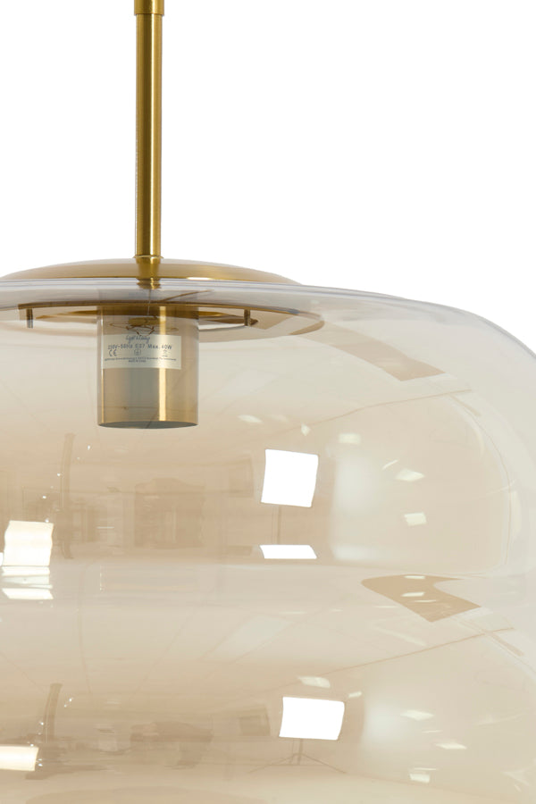 Hanging lamp 45x48 cm MISTY glass amber+gold