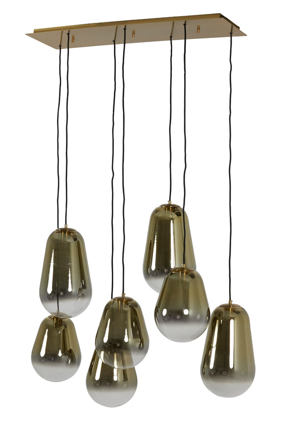 Hanging lamp 7L 100x35x69 cm MAEVE glass gold-clear+gold