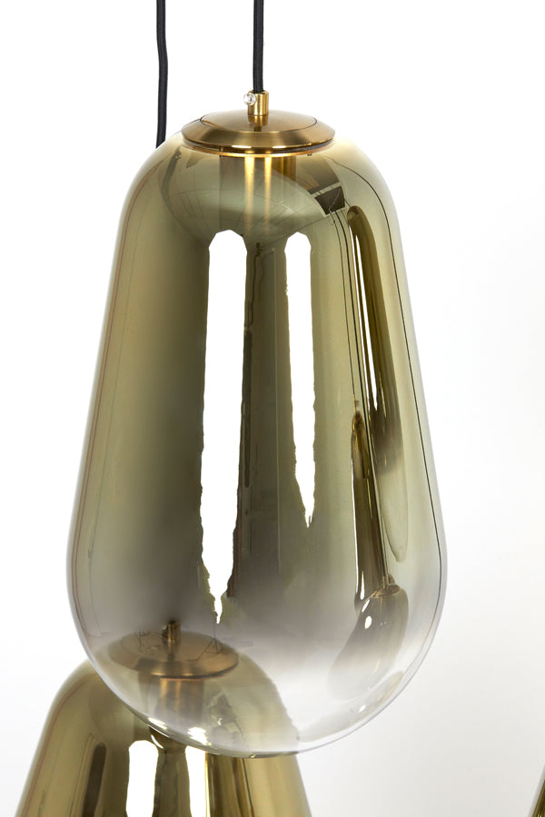 Hanging lamp 7L 100x35x69 cm MAEVE glass gold-clear+gold