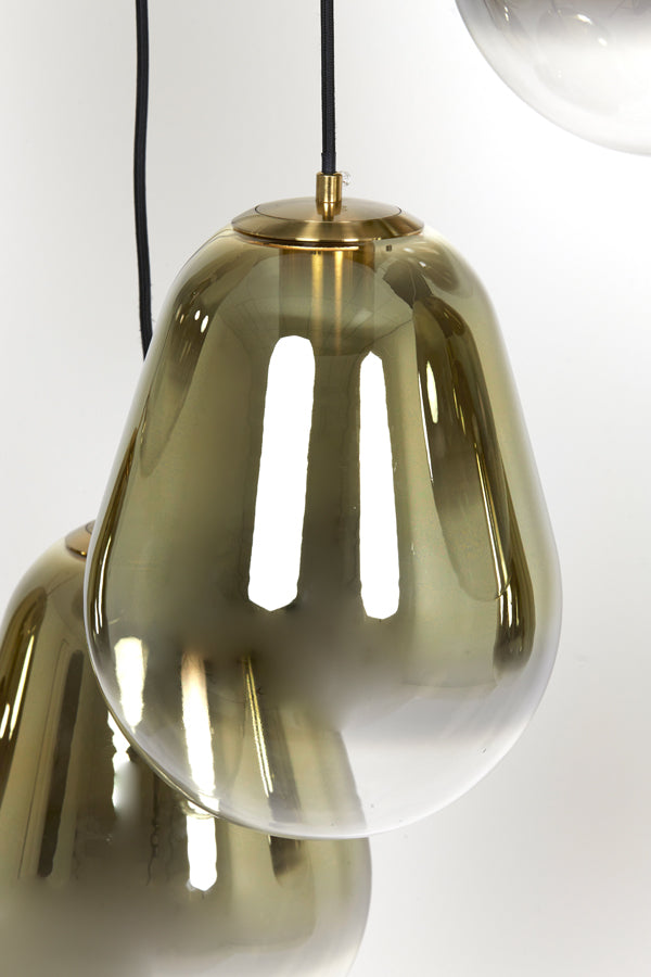 Hanging lamp 7L 100x35x69 cm MAEVE glass gold-clear+gold