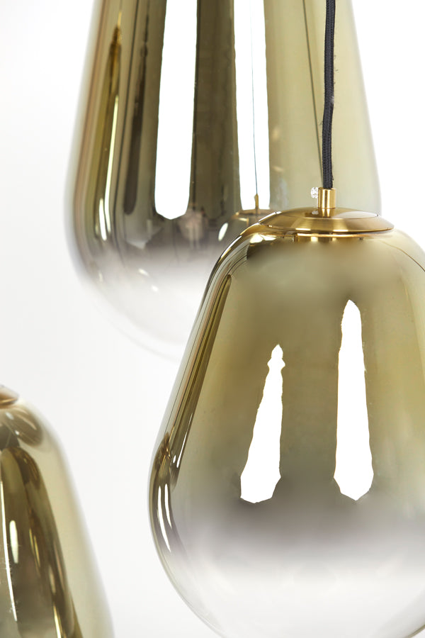 Hanging lamp 7L 100x35x69 cm MAEVE glass gold-clear+gold